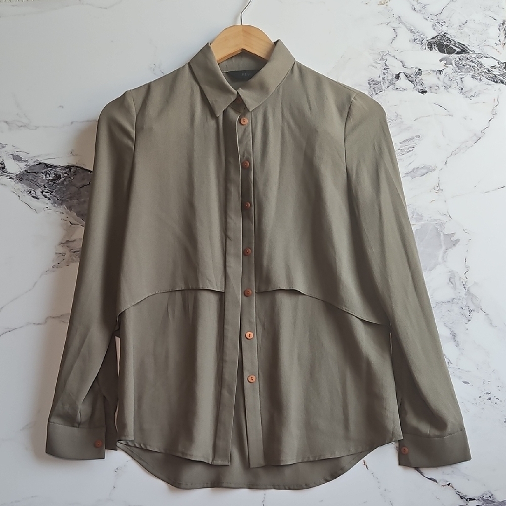 Stylish Olive Button-Up Blouse